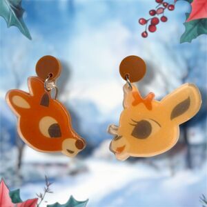 Rudolph The Red Nosed Reindeer & Girlfriend Acrylic Earrings